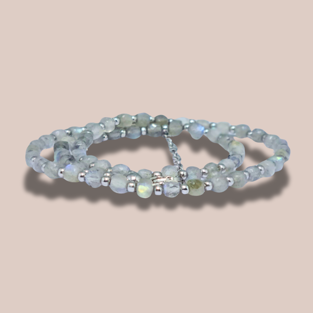 Bracelet triple tour et collier en Labradorite (COLBR23-01)