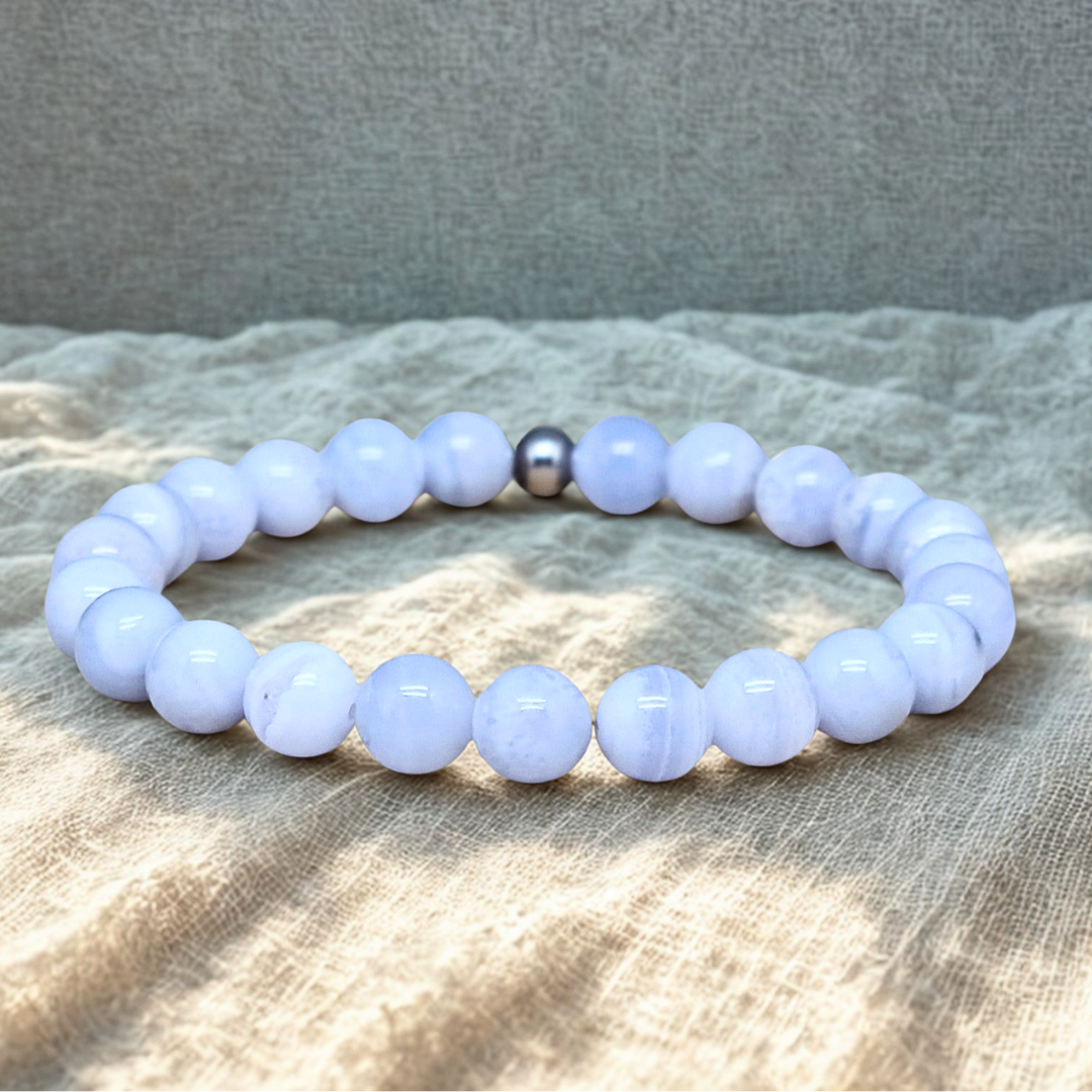 Bracelet en Agate bleue 8mm