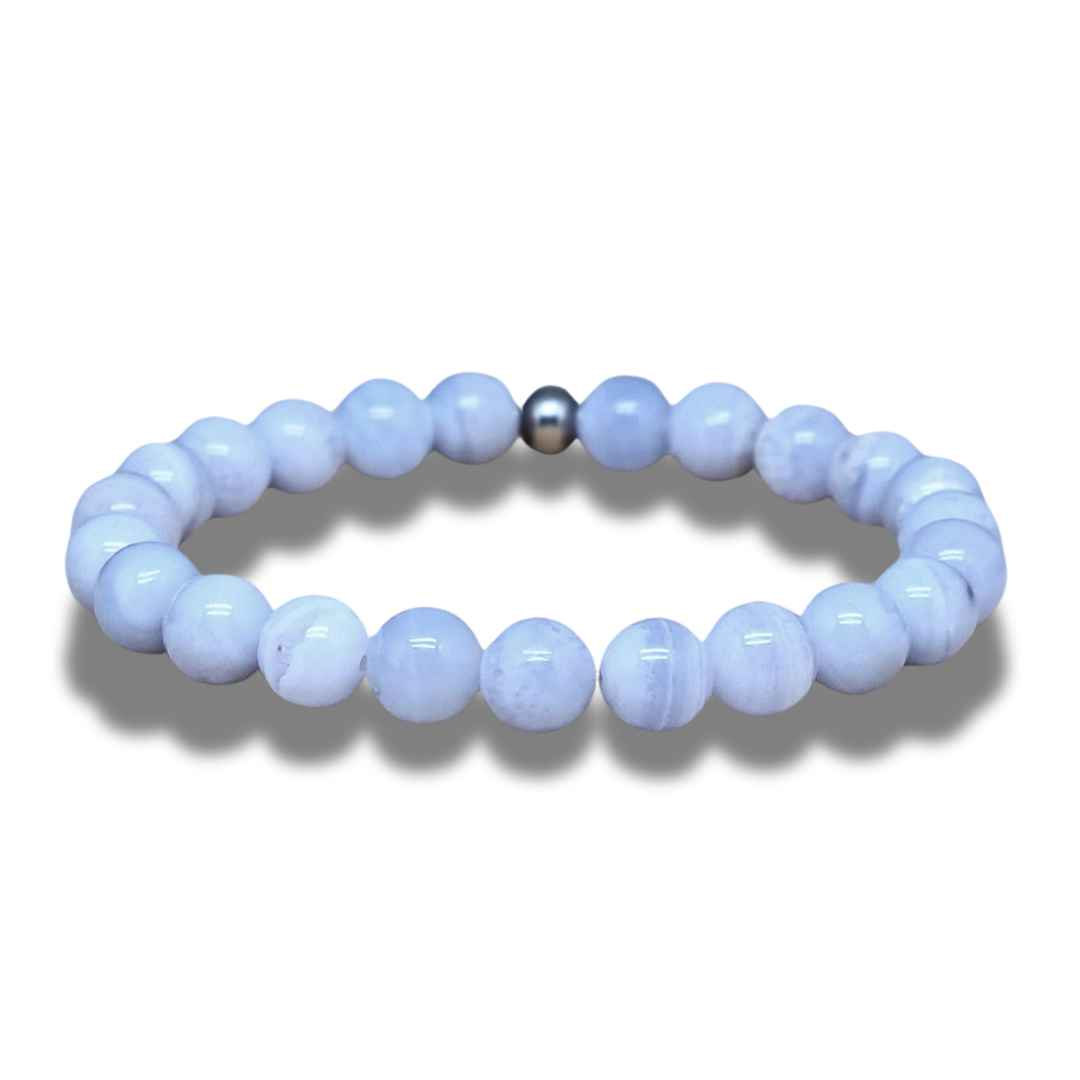 Bracelet en Agate bleue 6 ou 8mm au choix - ENAE Minéraux