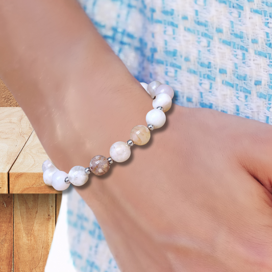 Bracelet en Agate Fleurs de cerisier