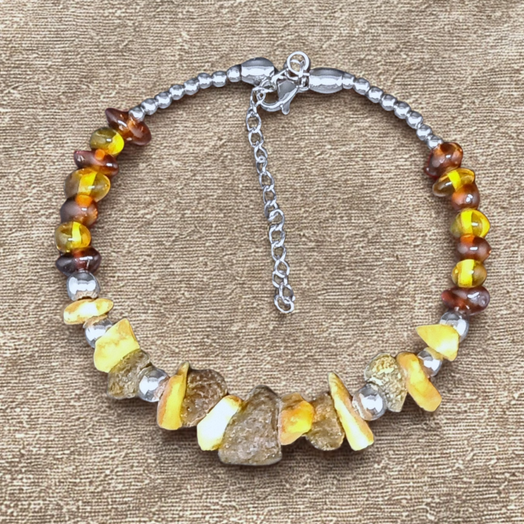 Bracelet en Ambre brute et polie