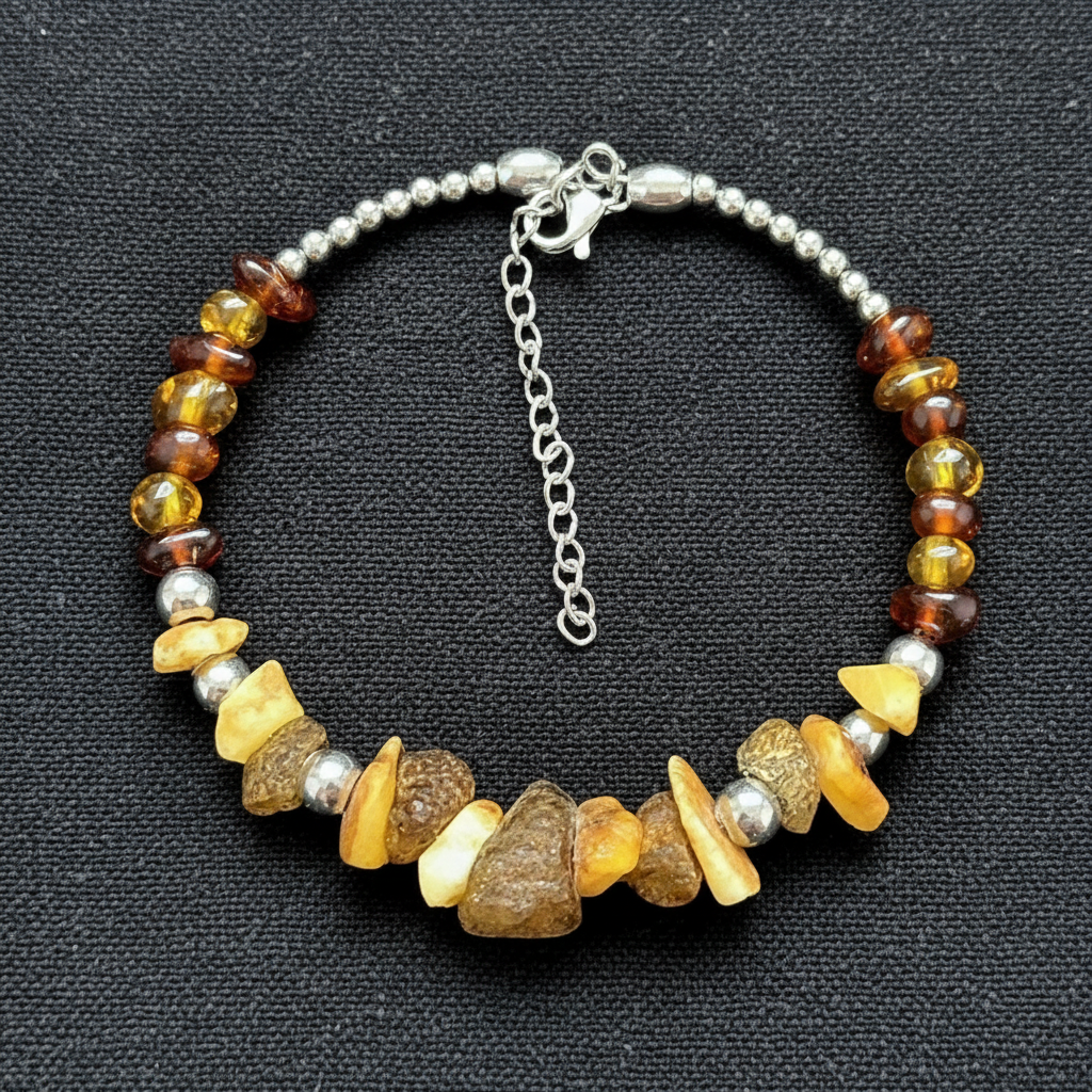 Bracelet en Ambre brute et polie