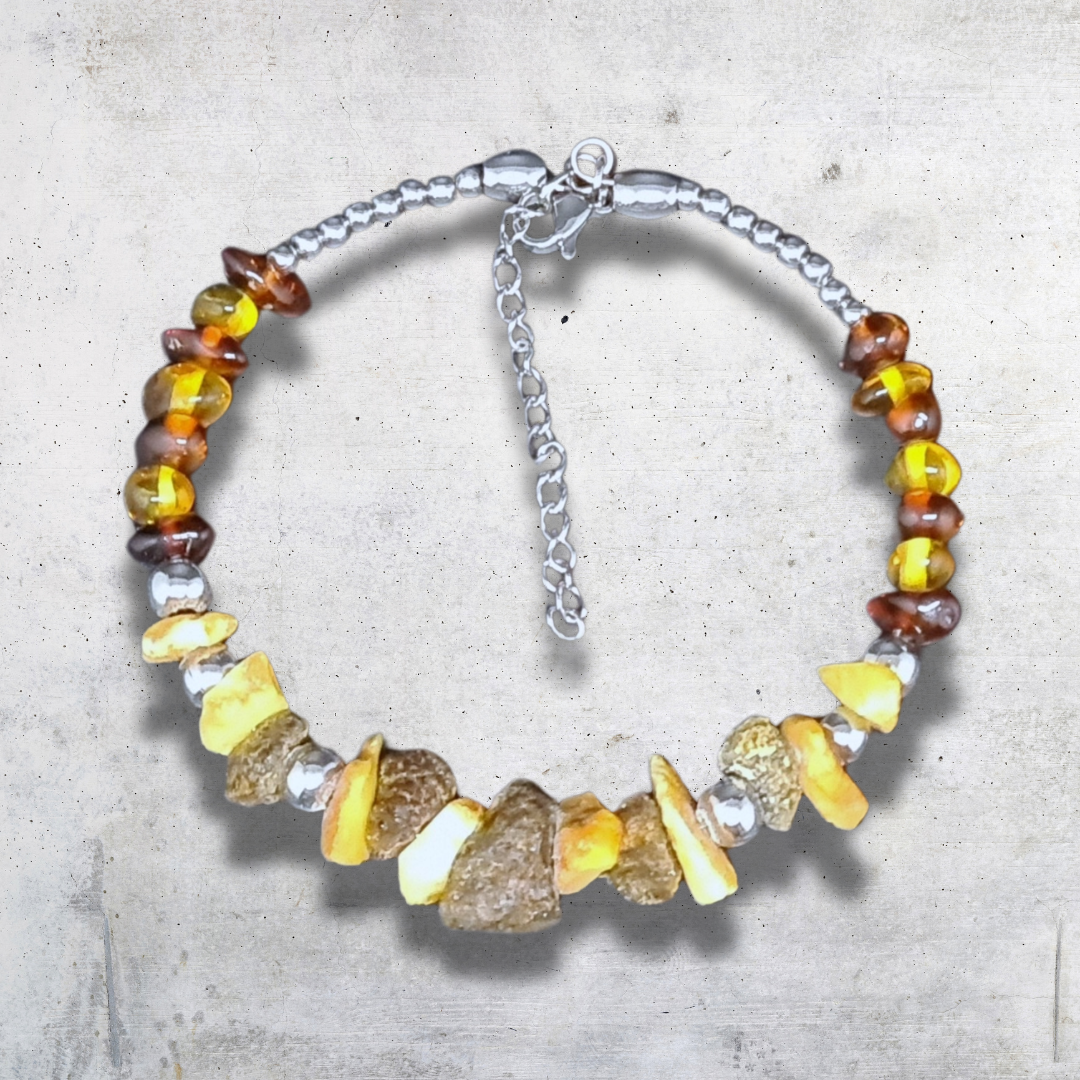 Bracelet en Ambre brute et polie
