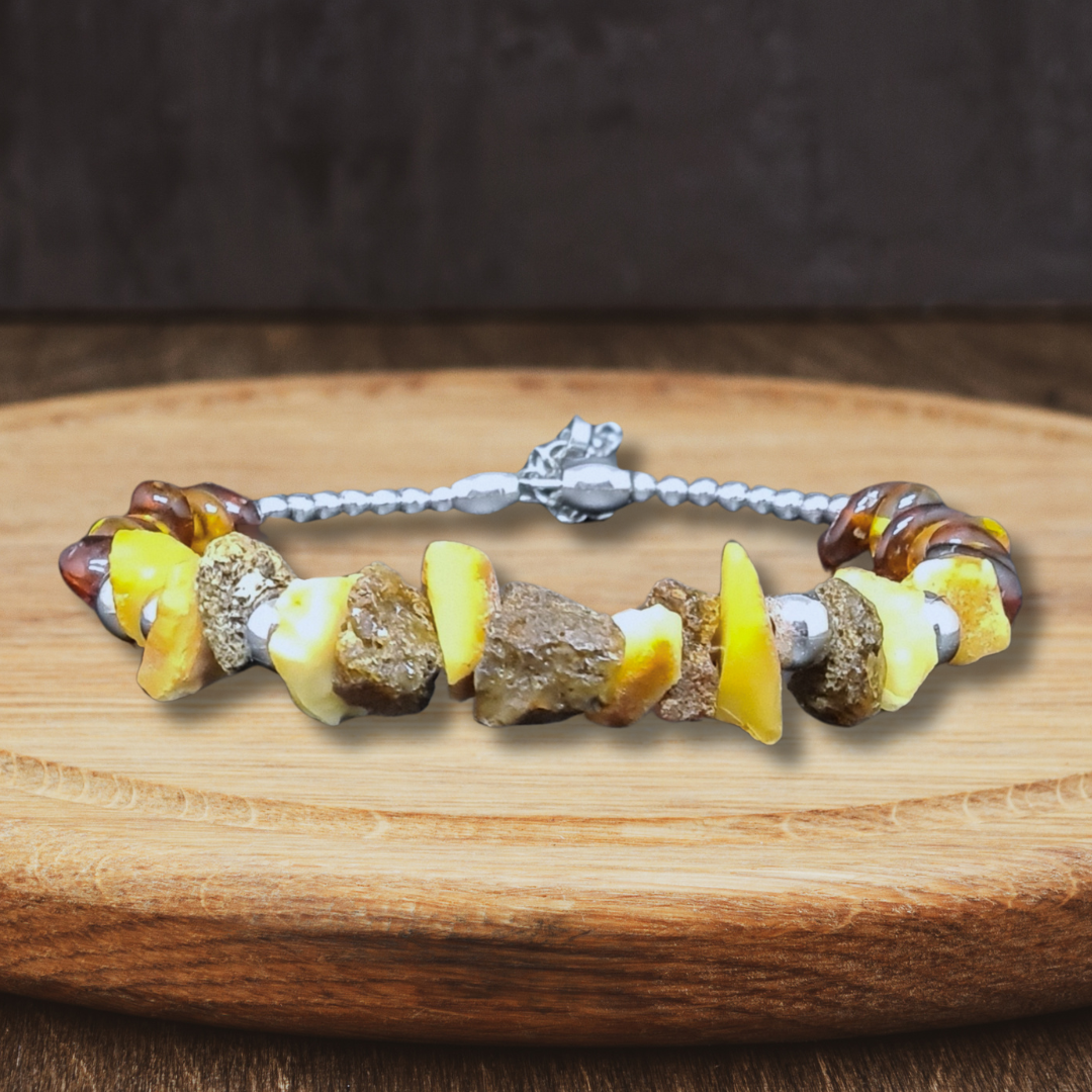 Bracelet en Ambre brute et polie