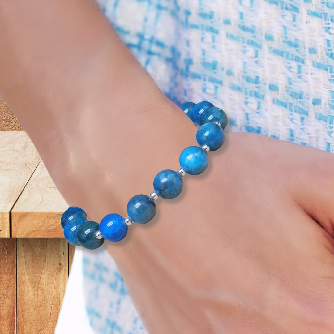 Bracelet en Apatite bleue 8mm