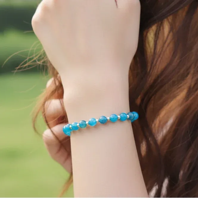Bracelet en Apatite bleue 6mm