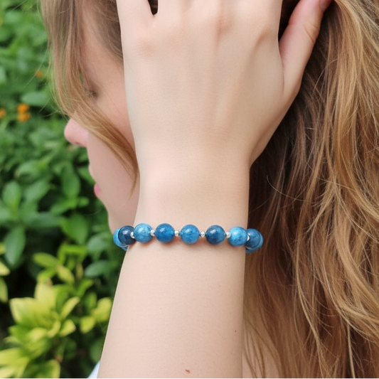 Bracelet en Apatite bleue 8mm