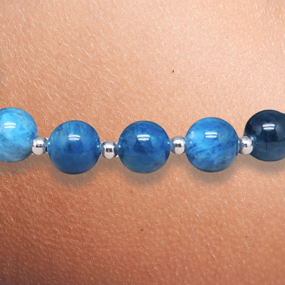 Bracelet en Apatite bleue 8mm