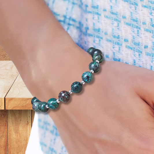 Bracelet en Chrysocolle avec Malachite et Azurite