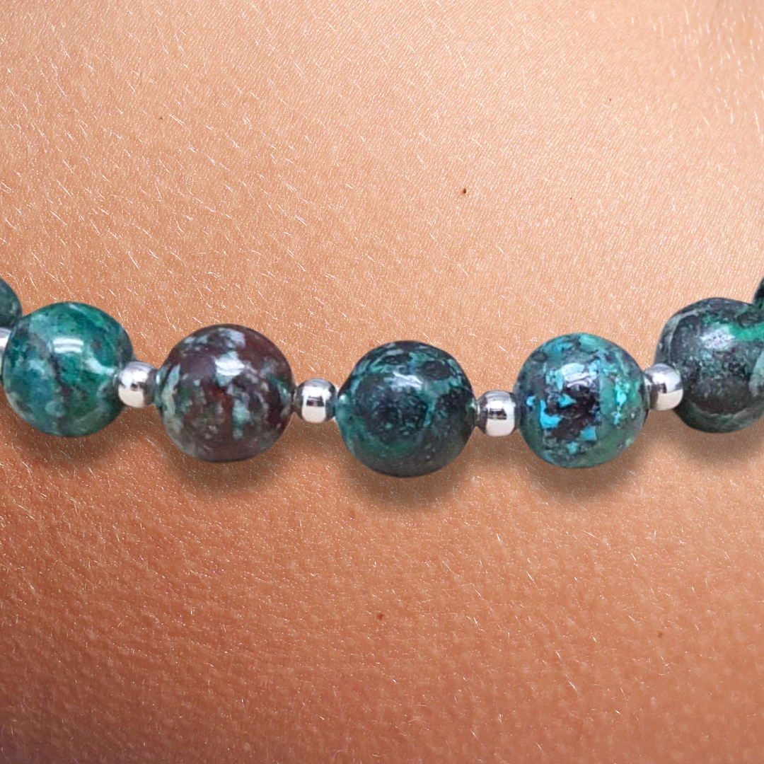 Bracelet en Chrysocolle avec Malachite et Azurite - ENAE Minéraux