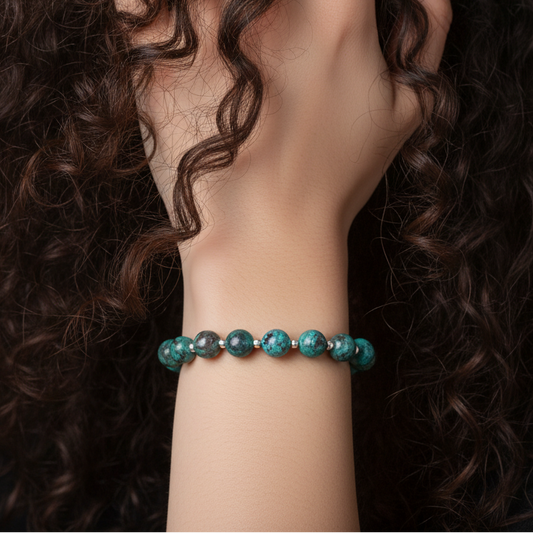 Bracelet en Chrysocolle avec Malachite et Azurite