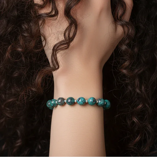 Bracelet en Chrysocolle avec Malachite et Azurite