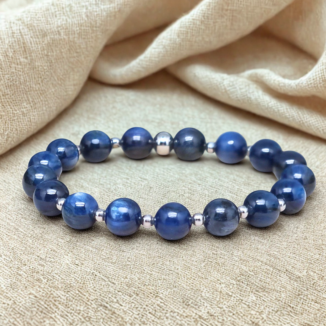 Bracelet en Cyanite bleue 8mm