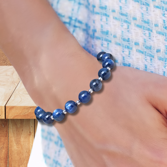 Bracelet en Cyanite bleue 8mm