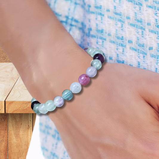 Bracelet en Fluorite Arc en Ciel 6mm