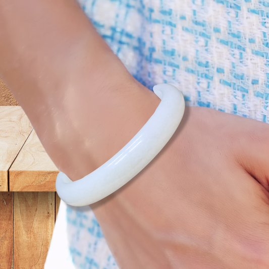 Bracelet jonc en Quartz blanc (BR401)