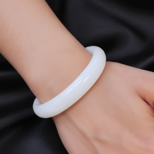 Bracelet jonc en Quartz blanc (BR401)