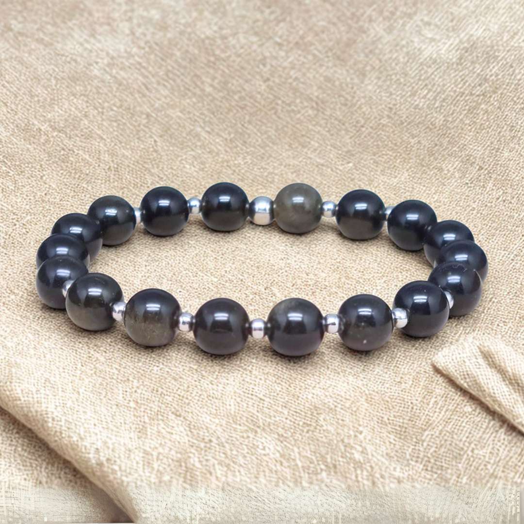 Bracelet en Obsidienne dorée 8mm