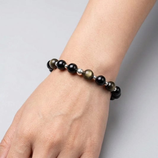 Bracelet en Obsidienne dorée 8mm