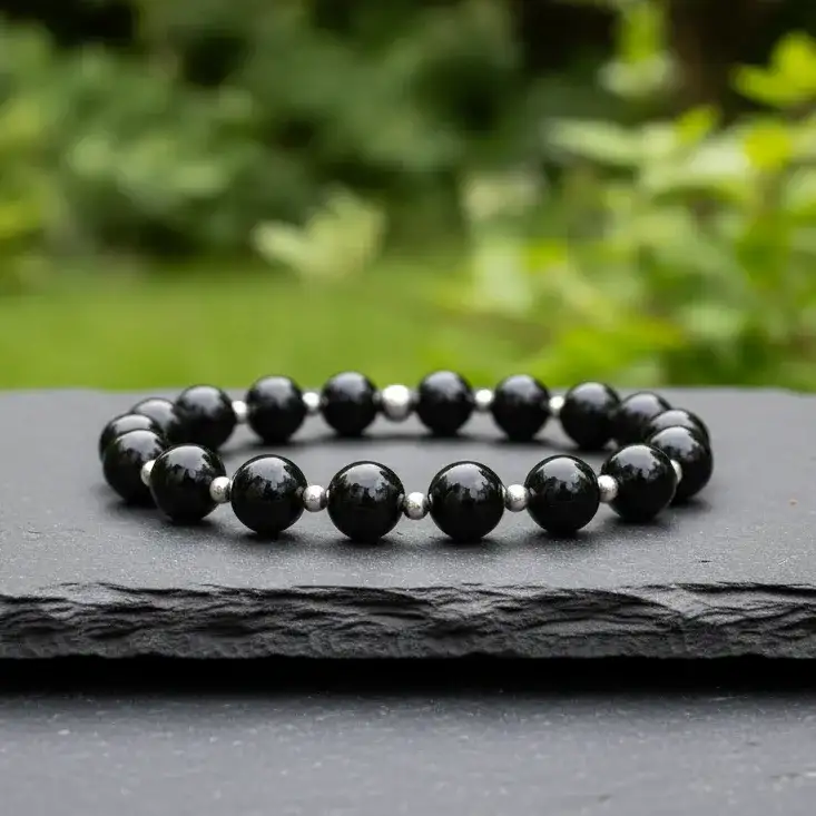 Bracelet en Obsidienne noire 8mm - 21