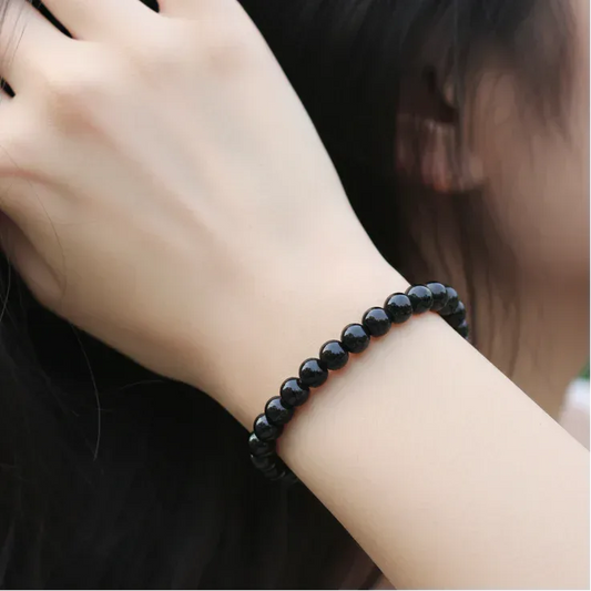 Bracelet en Obsidienne noire 6mm