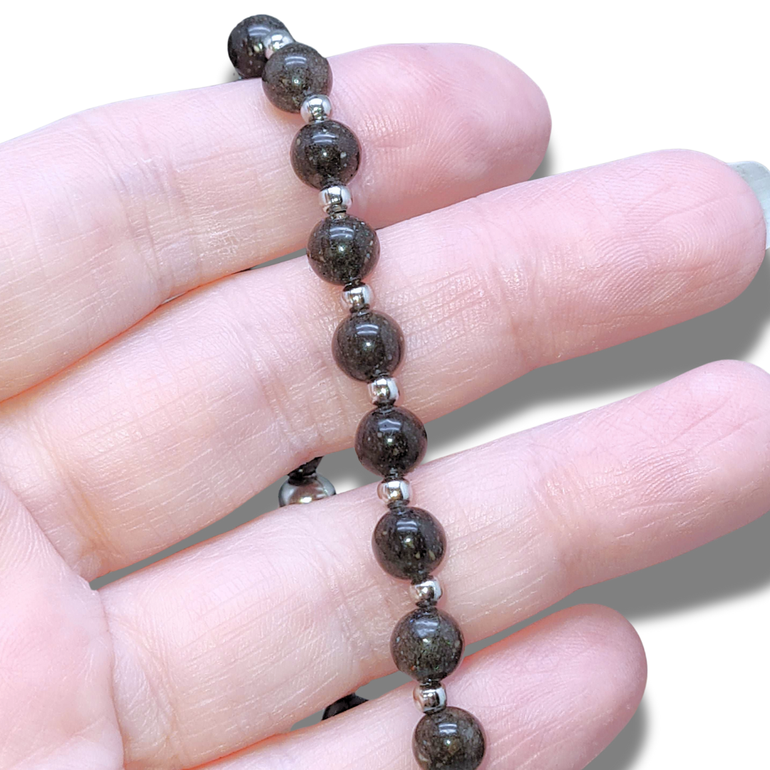 Bracelet en Opale noire du Honduras 6mm - ENAE Minéraux