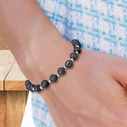 Bracelet en Pierre de Lave (Basalte : Scories)