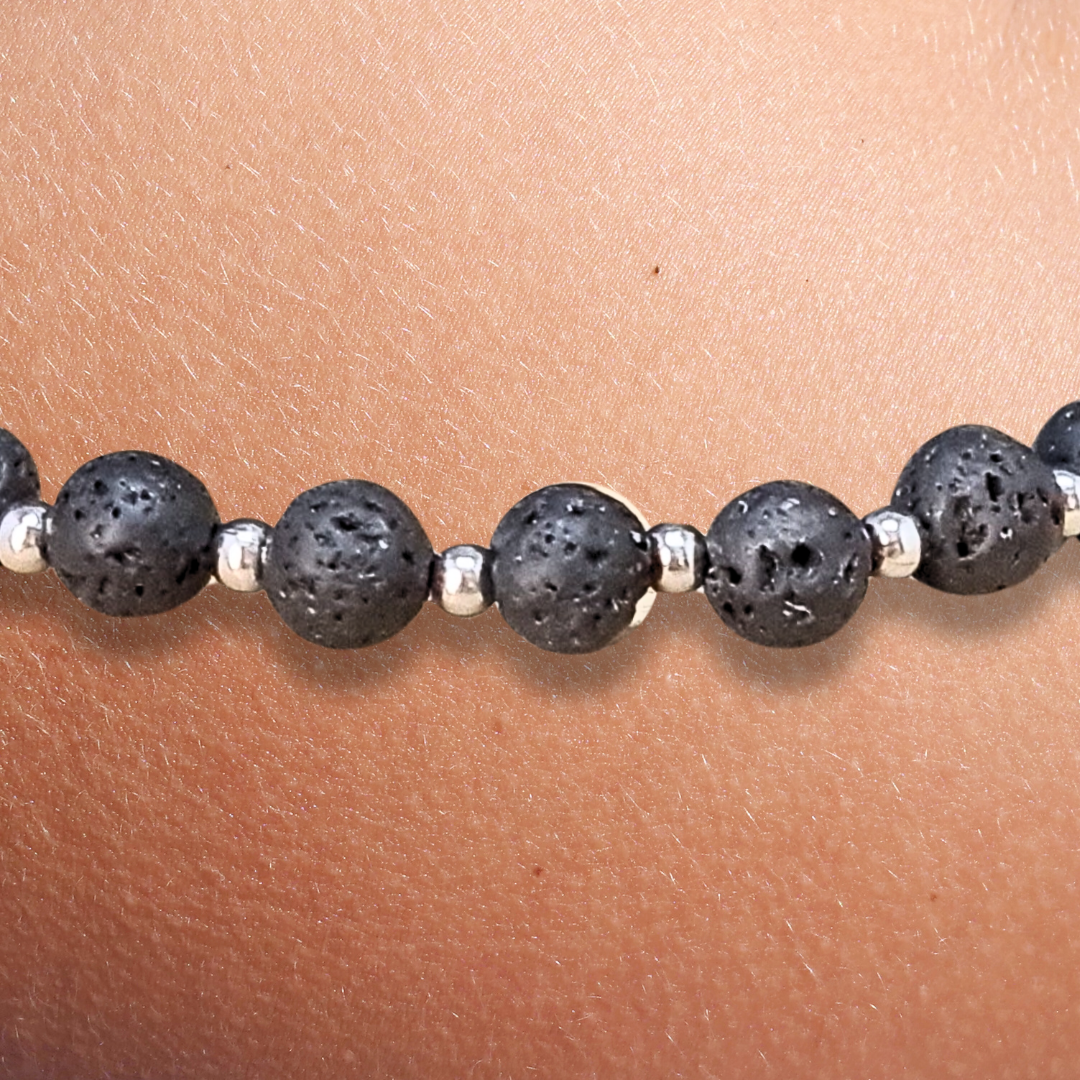 Bracelet en Pierre de Lave (Basalte : Scories) - ENAE Minéraux