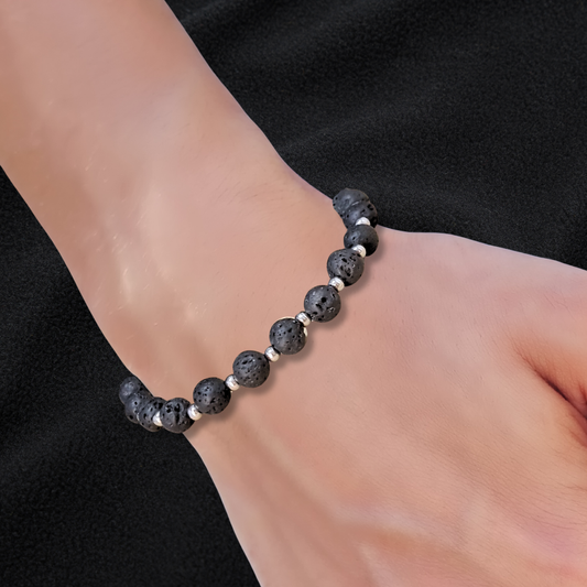 Bracelet en Pierre de Lave (Basalte : Scories)