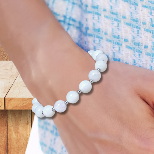 Bracelet en Pierre de Lune blanche - ENAE Minéraux