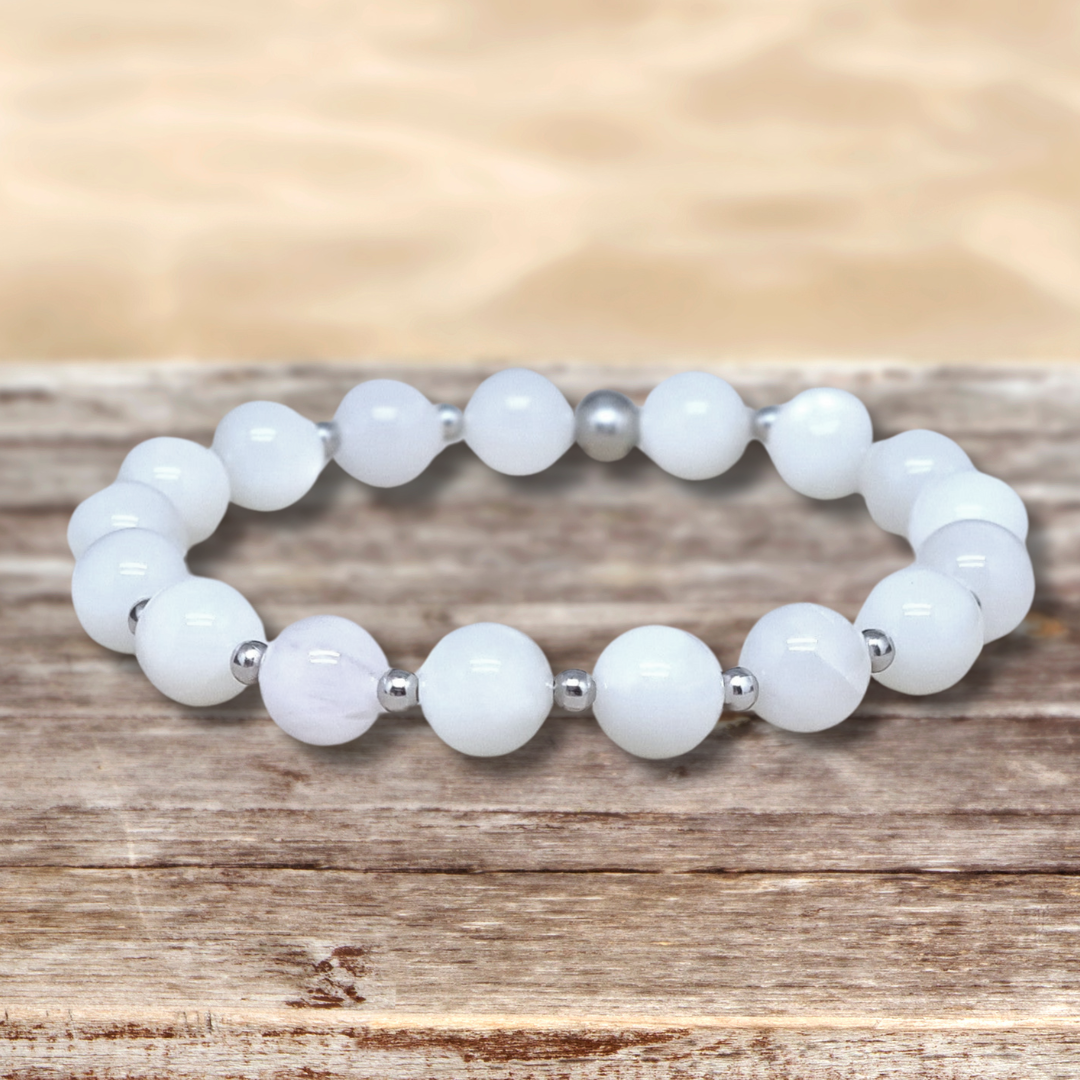 Bracelet en Pierre de Lune blanche - ENAE Minéraux
