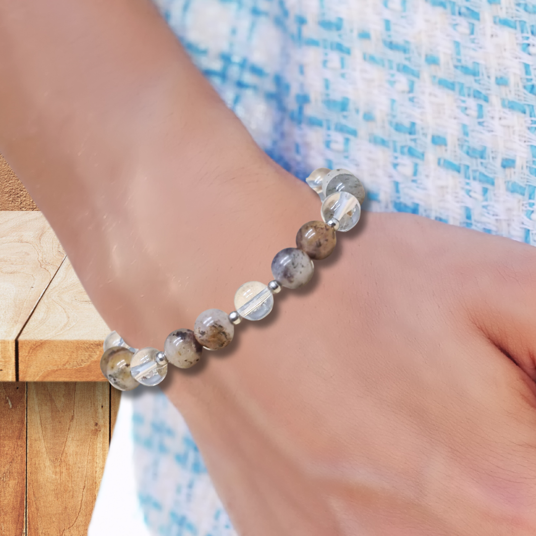 Bracelet en Quartz Lodolite et Cristal de roche - ENAE Minéraux
