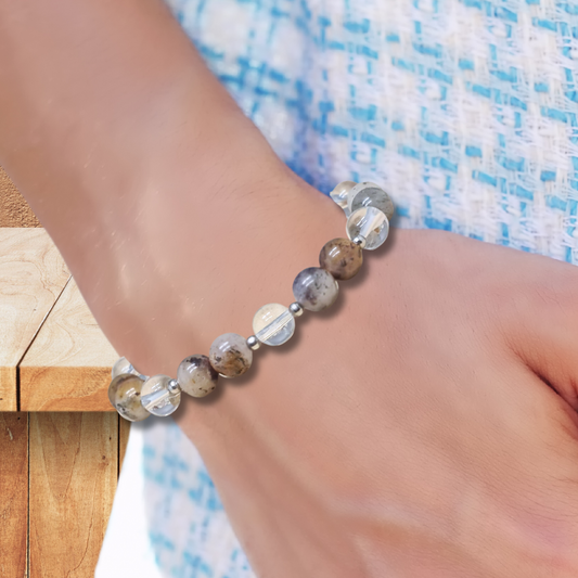 Bracelet en Quartz Lodolite et Cristal de roche - ENAE Minéraux