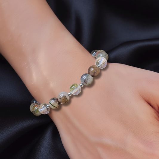 Bracelet en Quartz Lodolite et Cristal de roche - ENAE Minéraux