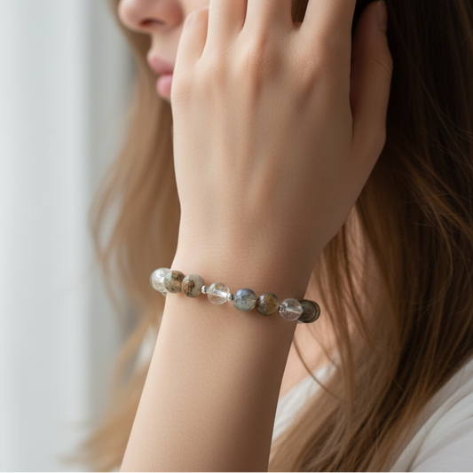 Bracelet en Quartz Lodolite et Cristal de roche