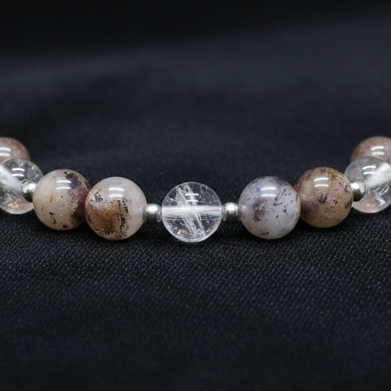 Bracelet en Quartz Lodolite et Cristal de roche - ENAE Minéraux