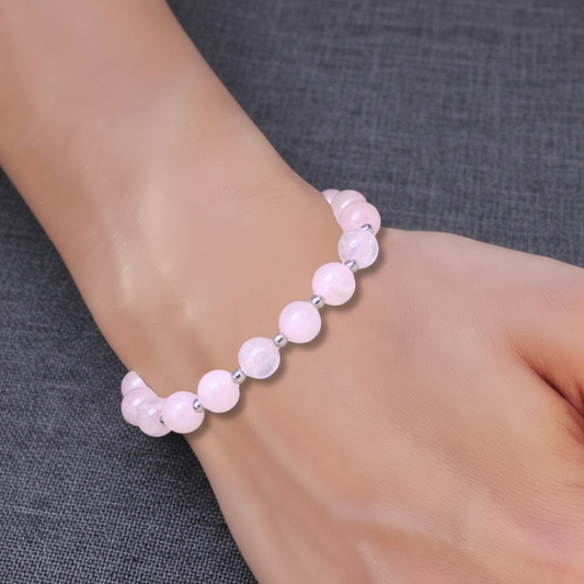 Bracelet en Quartz rose 8mm