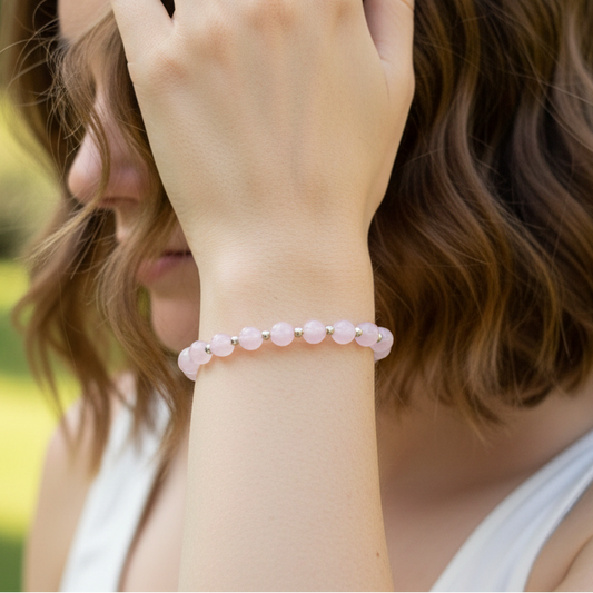 Bracelet en Quartz rose 6mm