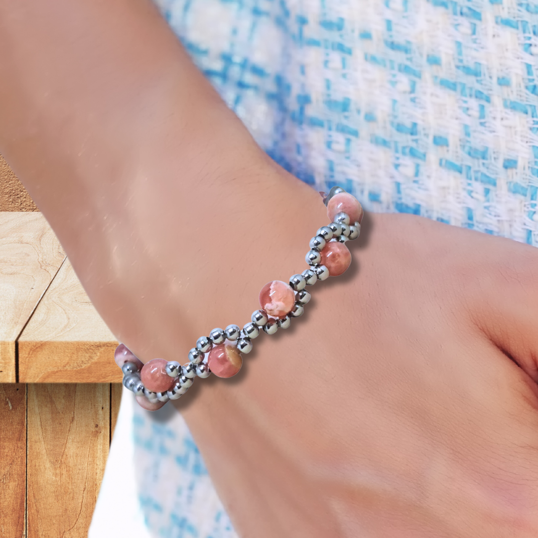 Bracelet tissé en Rhodochrosite - ENAE Minéraux