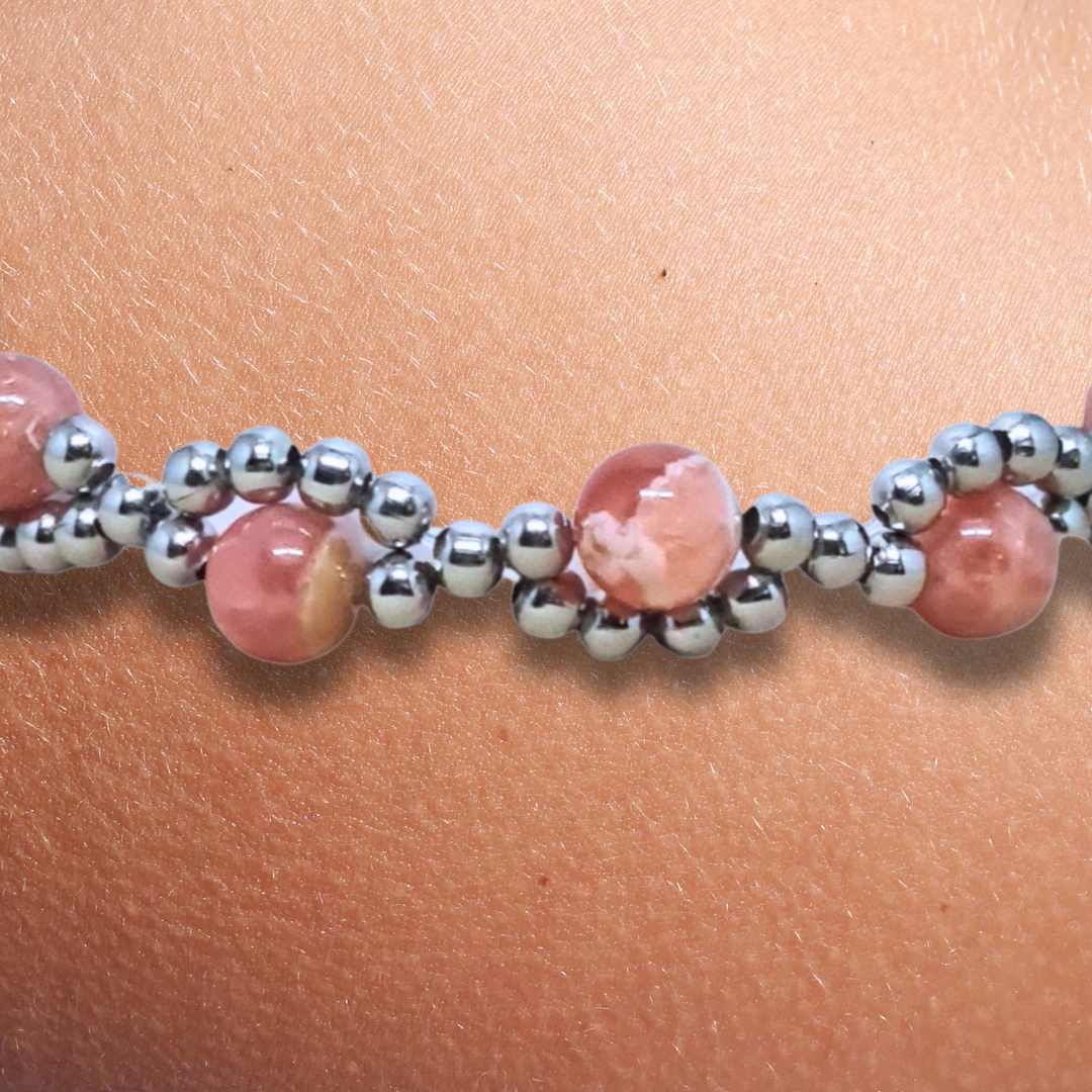Bracelet tissé en Rhodochrosite - ENAE Minéraux