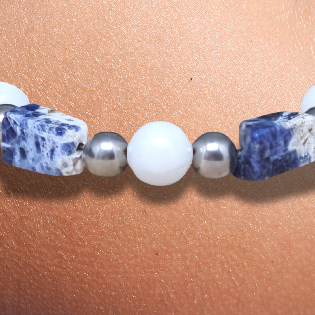 Bracelet en Sodalite et Howlite - ENAE Minéraux