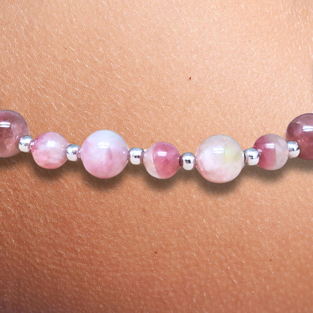 Bracelet en Tourmaline rose (Rubellite) 6 et 8mm - ENAE Minéraux