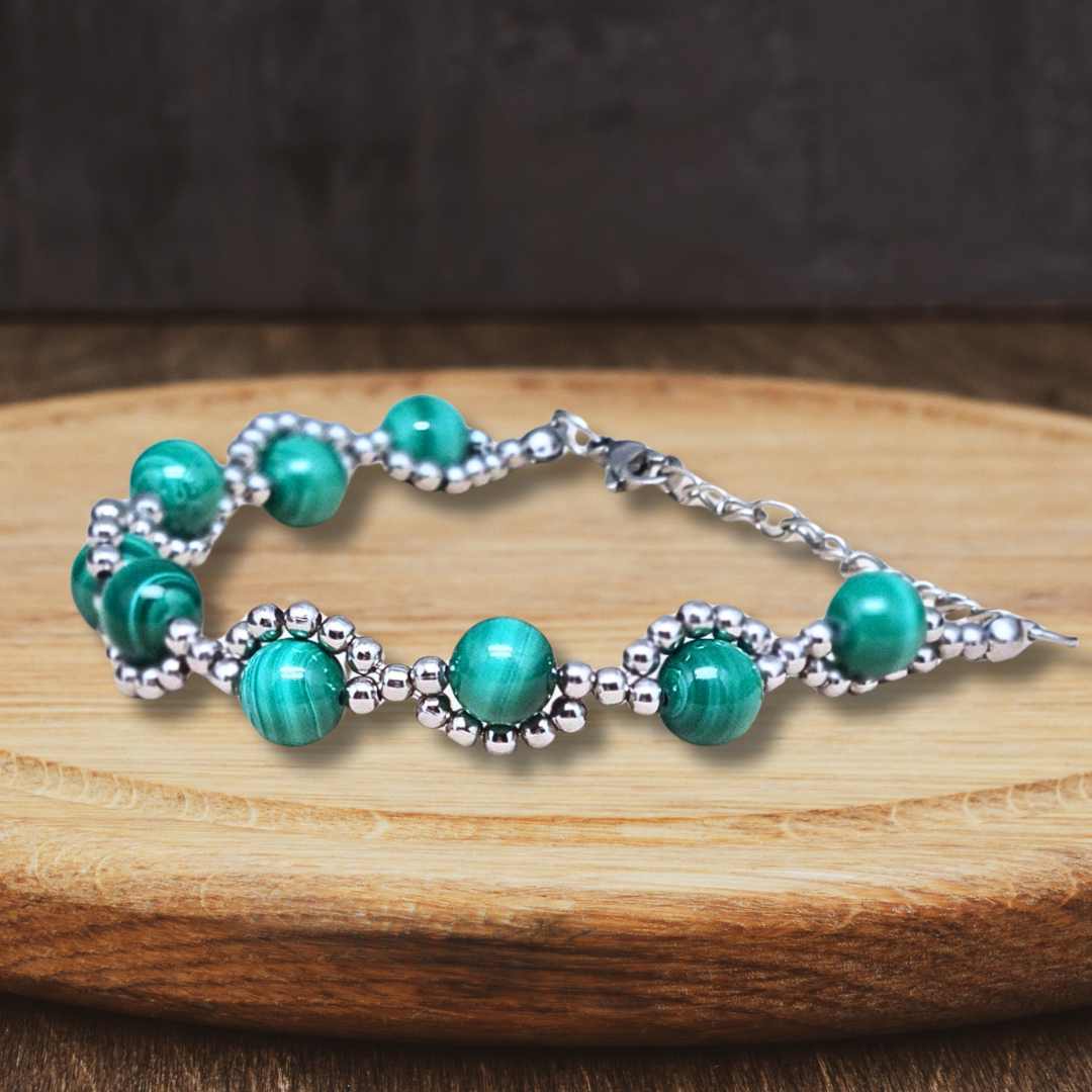 Bracelet tissé en Malachite (BRT423) - ENAE Minéraux