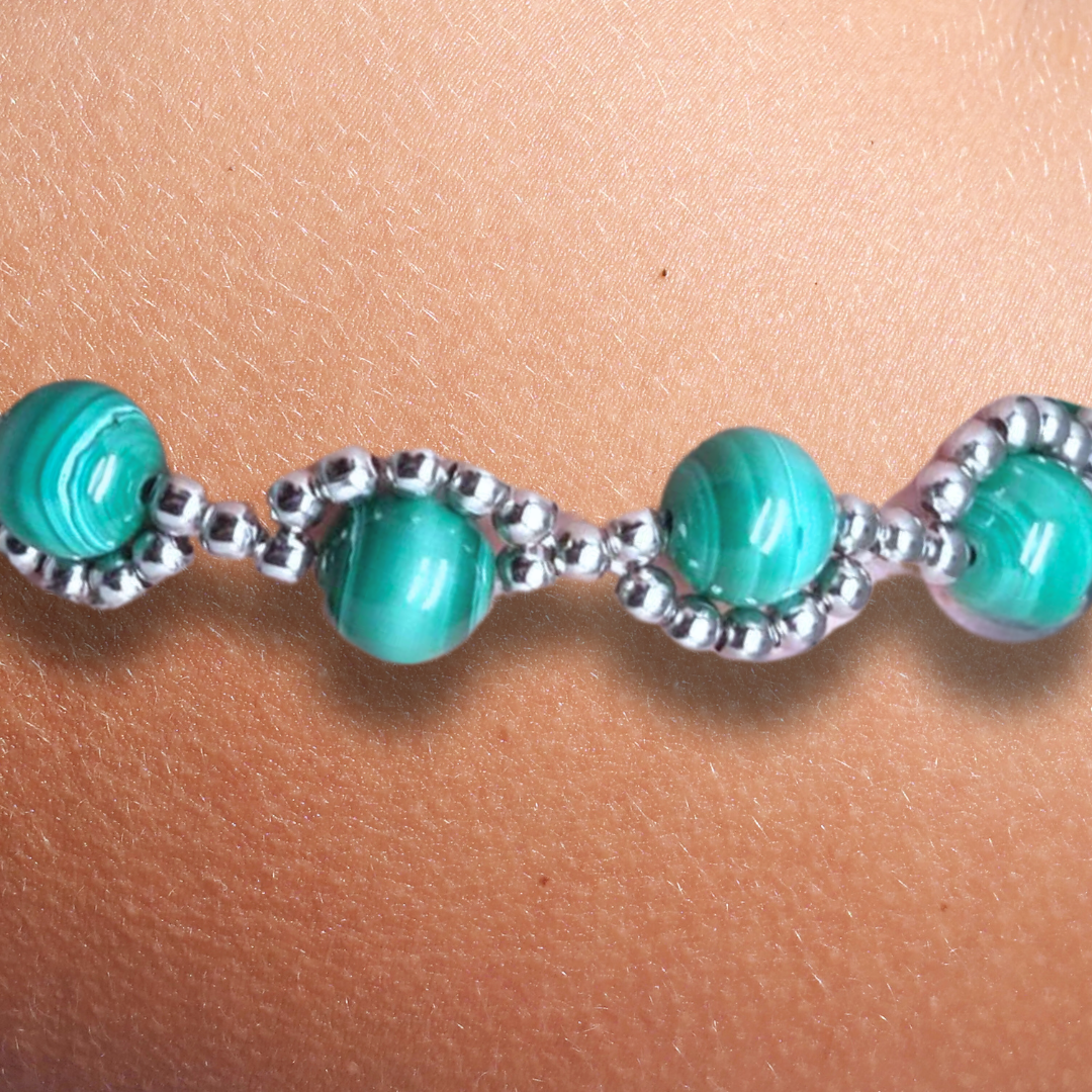 Bracelet tissé en Malachite (BRT423) - ENAE Minéraux