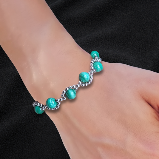 Bracelet tissé en Malachite (BRT423)