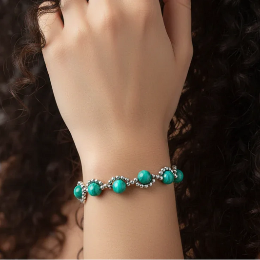Bracelet tissé en Malachite (BRT423)