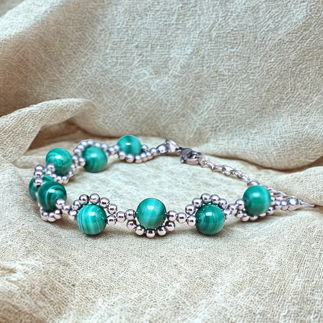 Bracelet tissé en Malachite (BRT423)