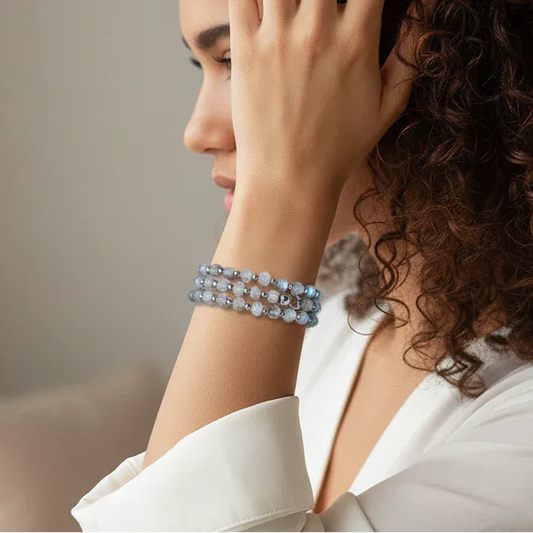 Bracelet triple tour et collier en Labradorite (COLBR23 - 01)
