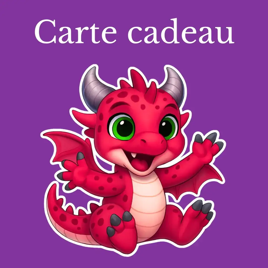 Carte-cadeau ENAE Minéraux avec illustration de dragon rouge