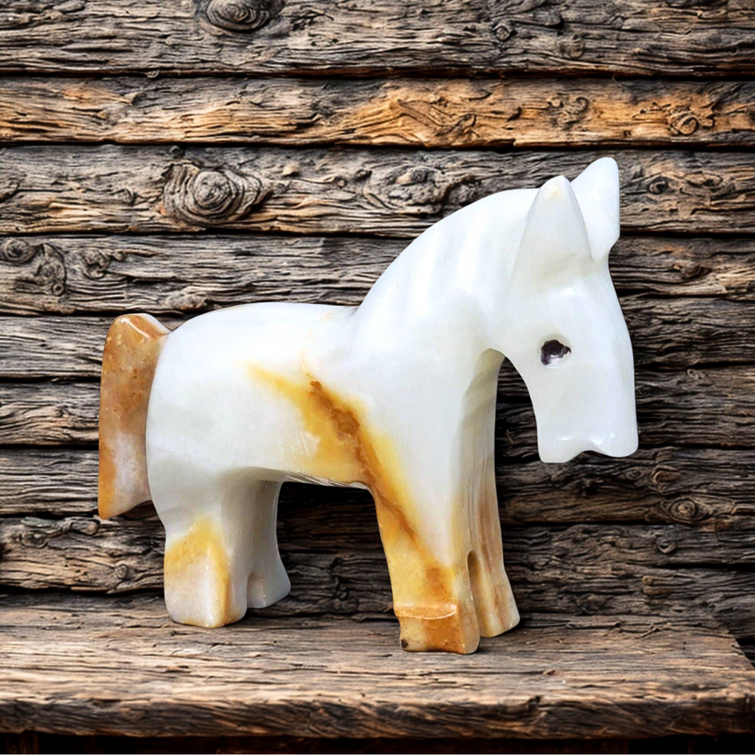 Cheval ou âne en Aragonite et Calcite 72g (PRGFL626)